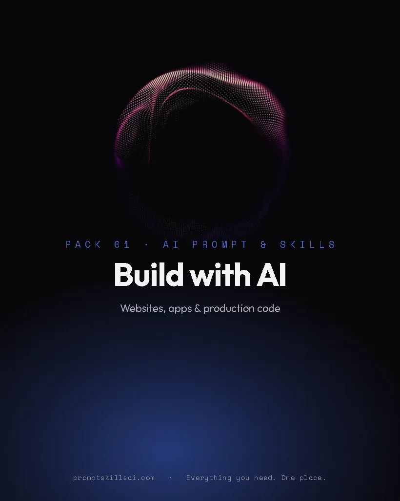 Build with AI pack cover &mdash; 54 prompts · 10 skills